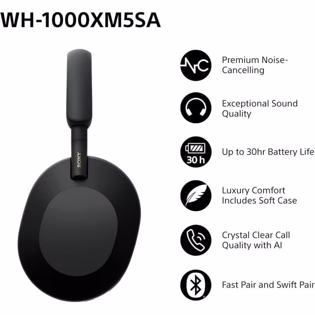 Sony WH-1000XM5SA Wireless Noise Cancelling Headphones
